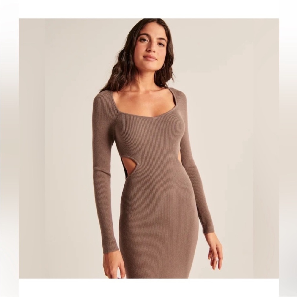 NWT! Teal Long-Sleeve Cutout Midi Sweater Dress-M